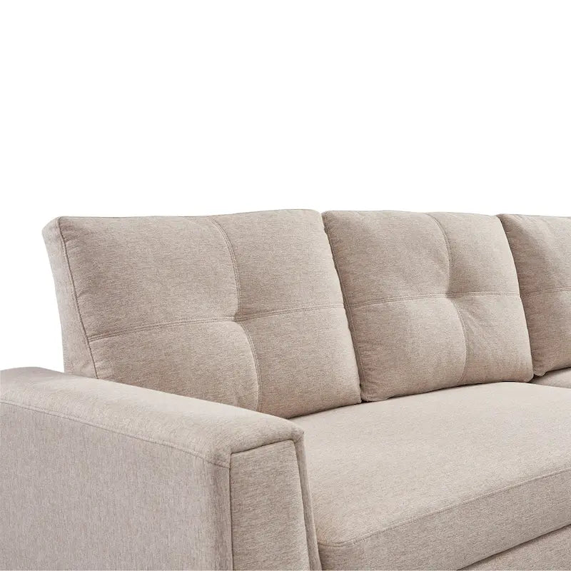 Divano Letto Componibile con Chaise Longue Capitonnè e Contenitore