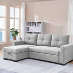 Divano Letto Componibile con Chaise Longue Capitonnè e Contenitore