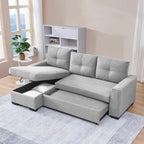 Divano Letto Componibile con Chaise Longue Capitonnè e Contenitore