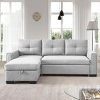 Divano Letto Componibile con Chaise Longue Capitonnè e Contenitore