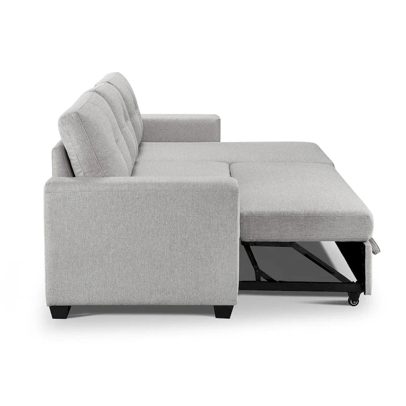 Divano Letto Componibile con Chaise Longue Capitonnè e Contenitore