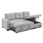 Divano Letto Componibile con Chaise Longue Capitonnè e Contenitore