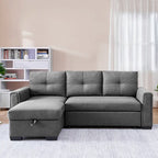 Divano Letto Componibile con Chaise Longue Capitonnè e Contenitore