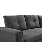 Divano Letto Componibile con Chaise Longue Capitonnè e Contenitore