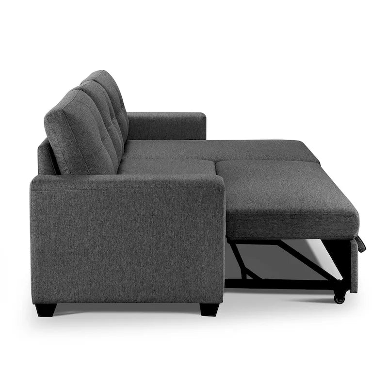 Divano Letto Componibile con Chaise Longue Capitonnè e Contenitore