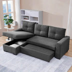 Divano Letto Componibile con Chaise Longue Capitonnè e Contenitore