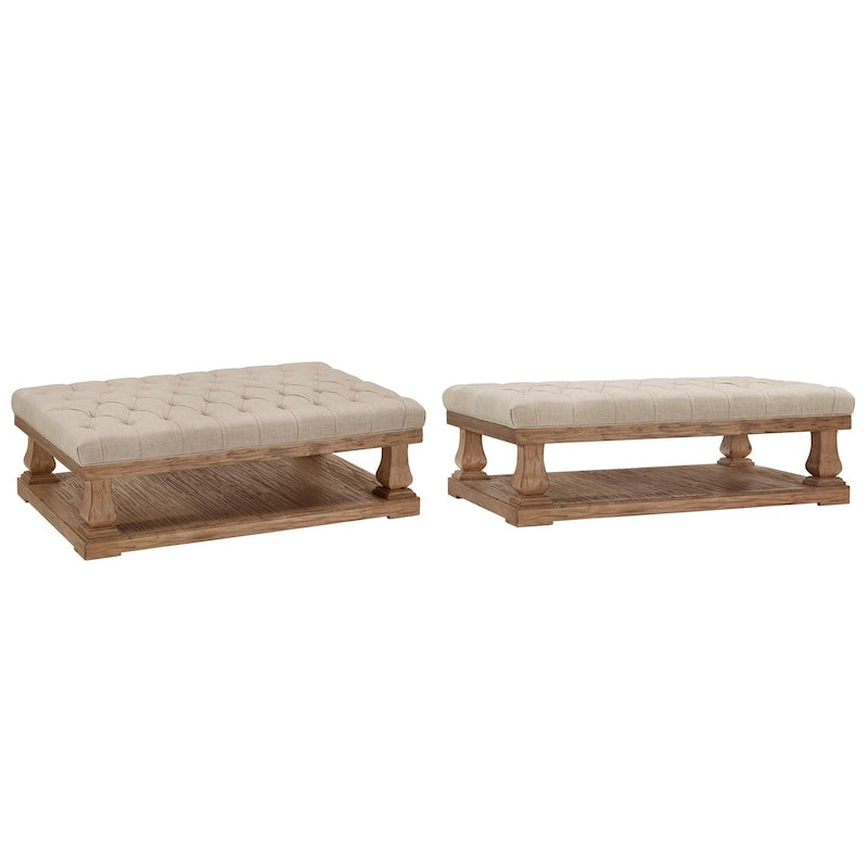 Pouf rettangolare in lino con colonnine Gdansk