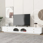 Mobile TV di Lusso da 86 pollici, con ante in vetro scanalato e quattro cassetti - 15,70 x 86,60 x 12,80