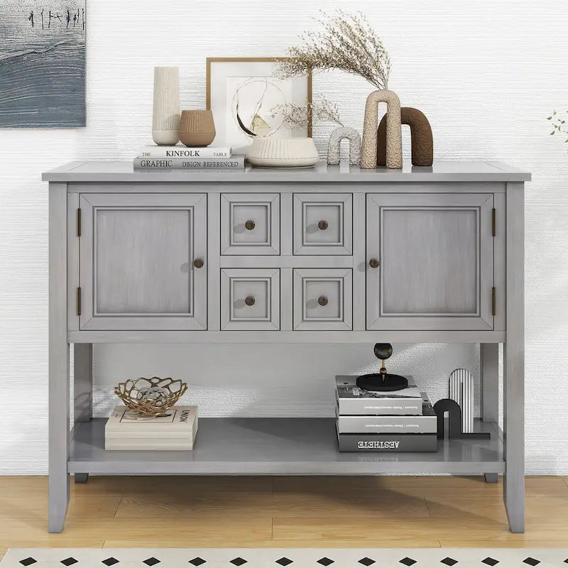 Console Vintage Série Cambridge avec Tiroirs et Placards - 15.00 x 46.00 x 34.00
