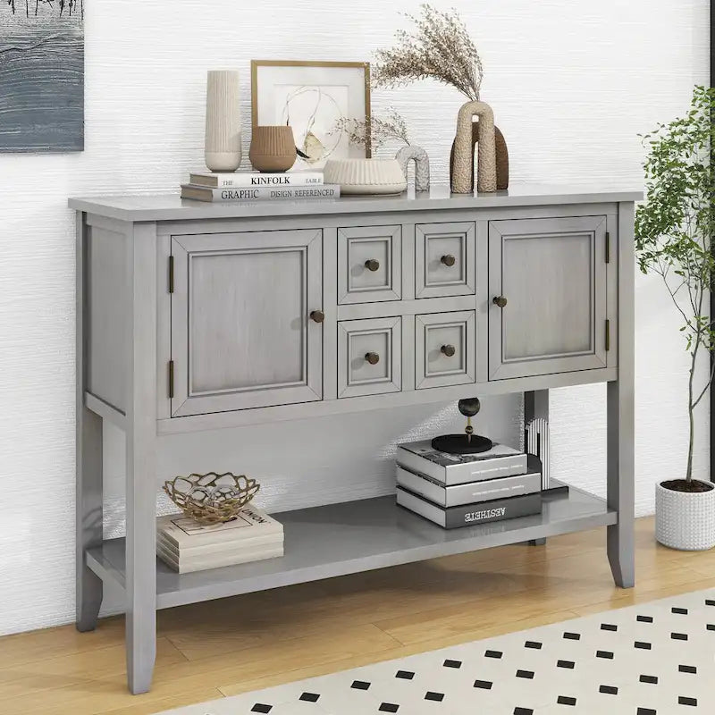 Console Vintage Série Cambridge avec Tiroirs et Placards - 15.00 x 46.00 x 34.00