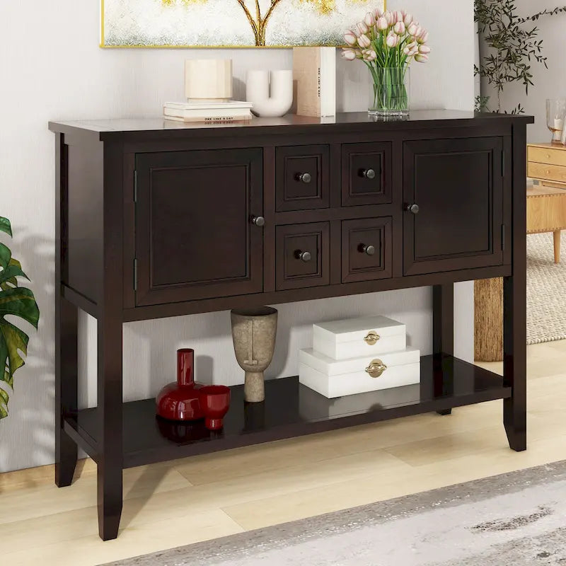 Console Vintage Série Cambridge avec Tiroirs et Placards - 15.00 x 46.00 x 34.00