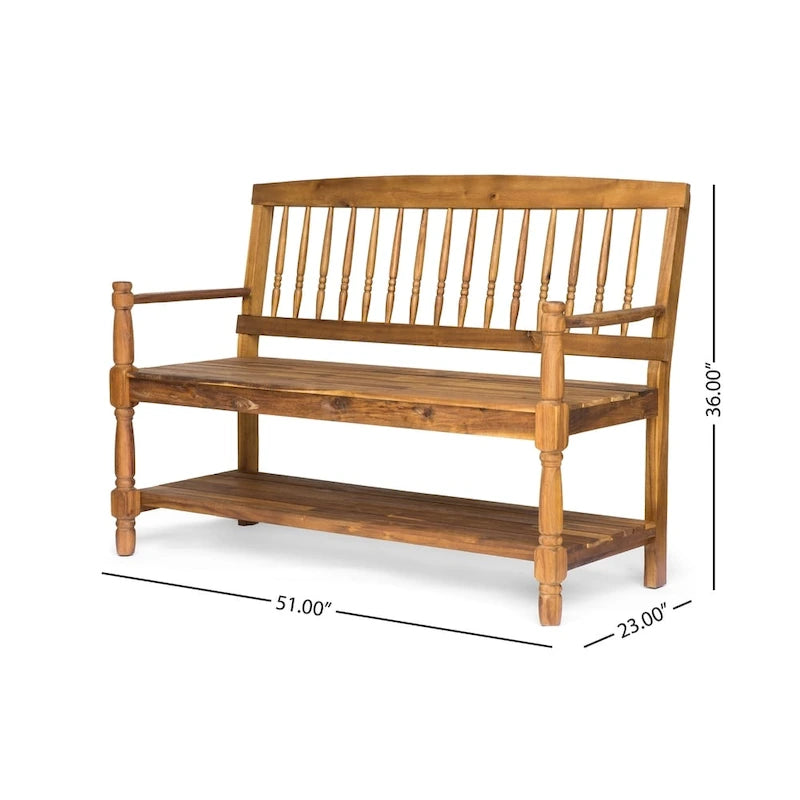 Panca Lennon in Legno di Acacia con Mensola di Christopher Knight Home