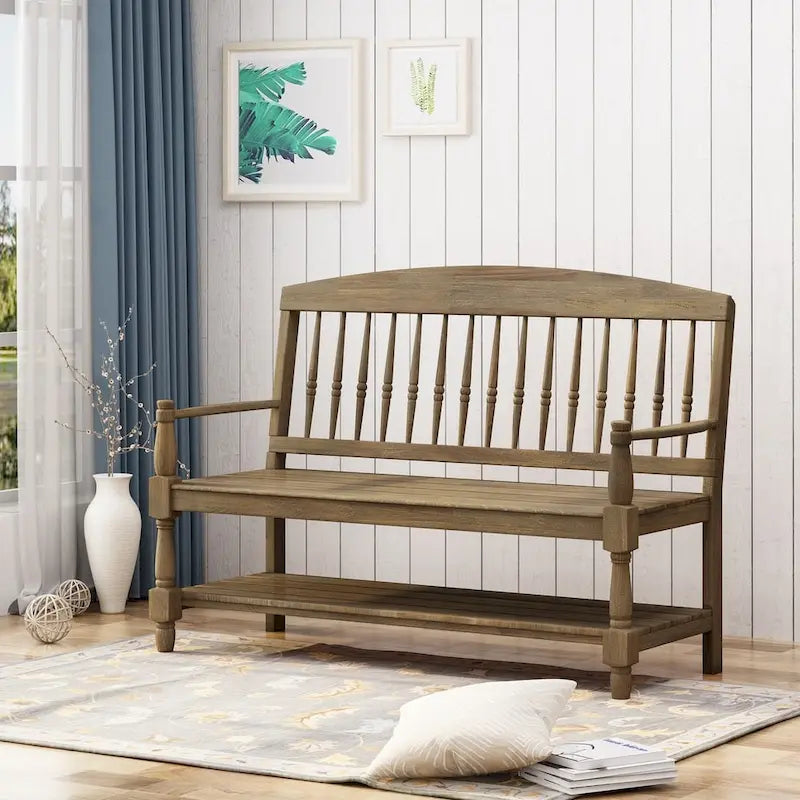 Panca Lennon in Legno di Acacia con Mensola di Christopher Knight Home