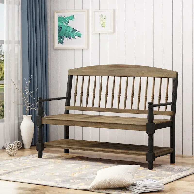 Panca Lennon in Legno di Acacia con Mensola di Christopher Knight Home