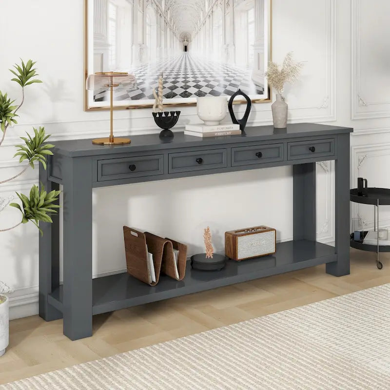 Console Table de Canapé 4 Tiroirs pour Entrée Couloir - 14.00 x 63.00 x 30.00