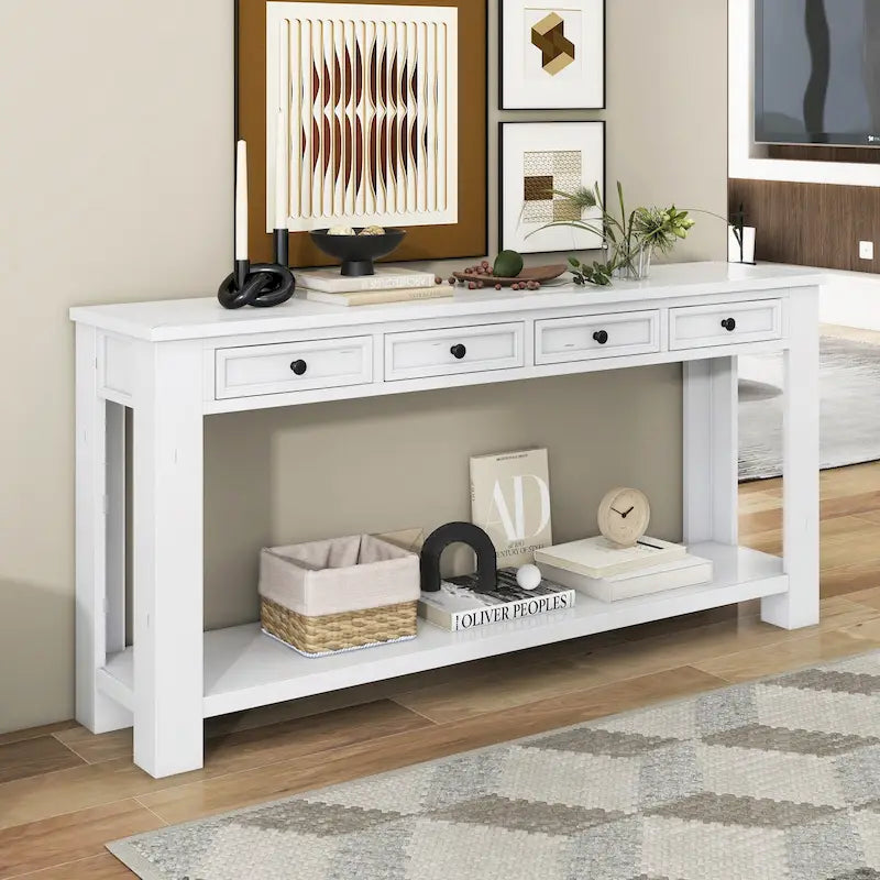 Console Table de Canapé 4 Tiroirs pour Entrée Couloir - 14.00 x 63.00 x 30.00