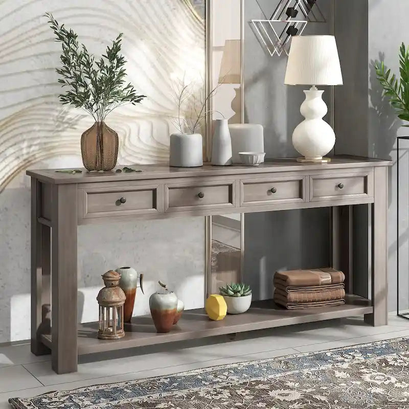Console Table de Canapé 4 Tiroirs pour Entrée Couloir - 14.00 x 63.00 x 30.00