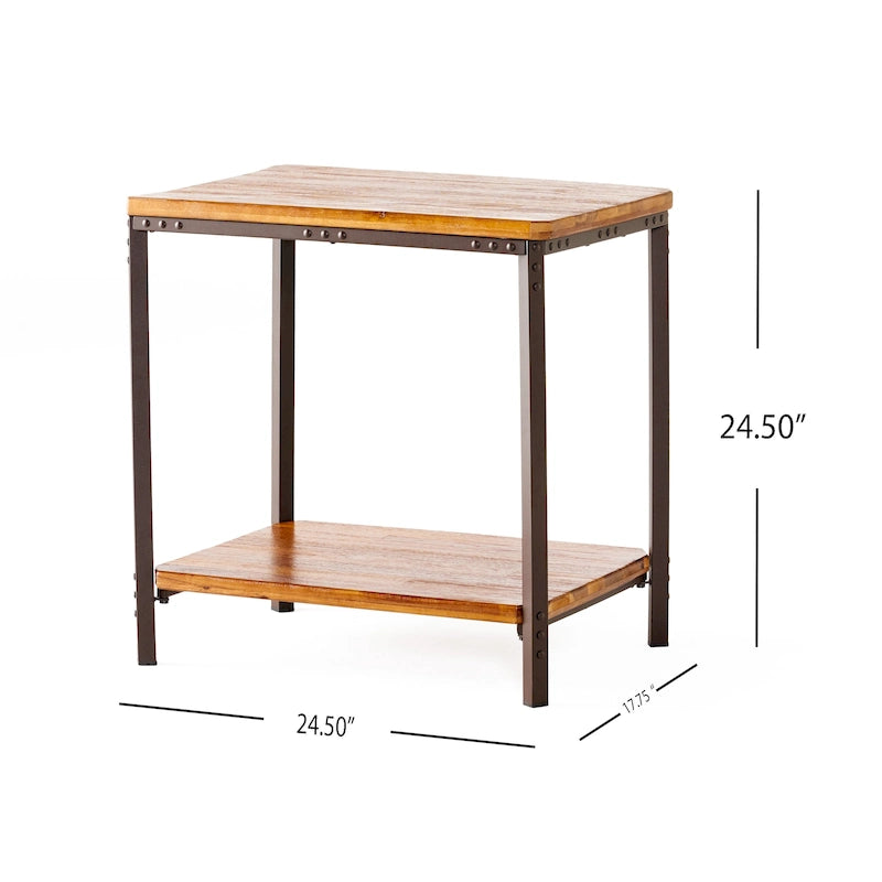 Tavolino laterale in metallo rustico Ronan Wood di Christopher Knight Home