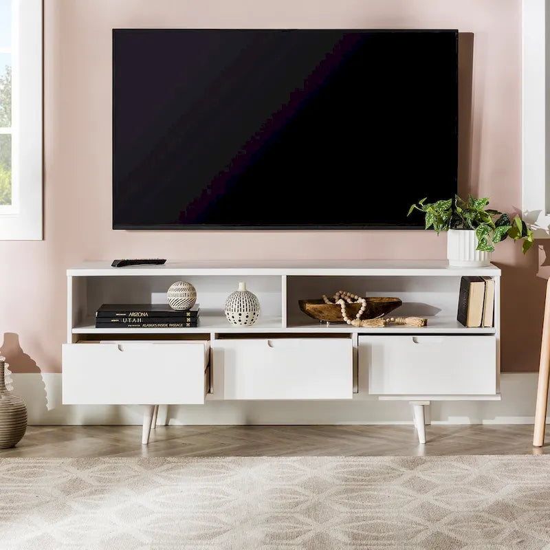Mobile TV Middlebrook Alby in legno massello 58 pollici in stile Mid-Century