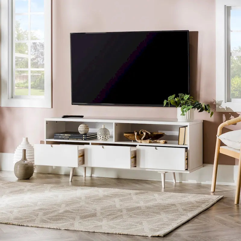 Mobile TV Middlebrook Alby in legno massello 58 pollici in stile Mid-Century