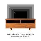 Mobile TV Middlebrook Alby in legno massello 58 pollici in stile Mid-Century