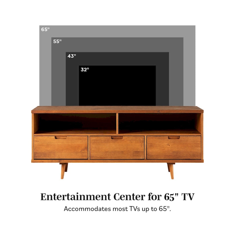 Mobile TV Middlebrook Alby in legno massello 58 pollici in stile Mid-Century