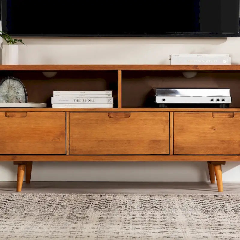Mobile TV Middlebrook Alby in legno massello 58 pollici in stile Mid-Century