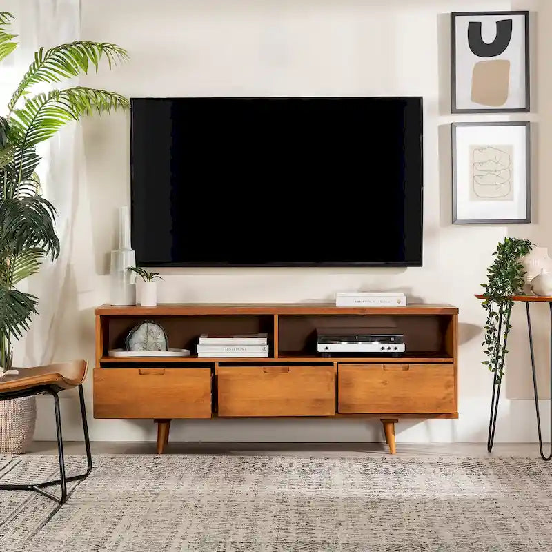 Mobile TV Middlebrook Alby in legno massello 58 pollici in stile Mid-Century