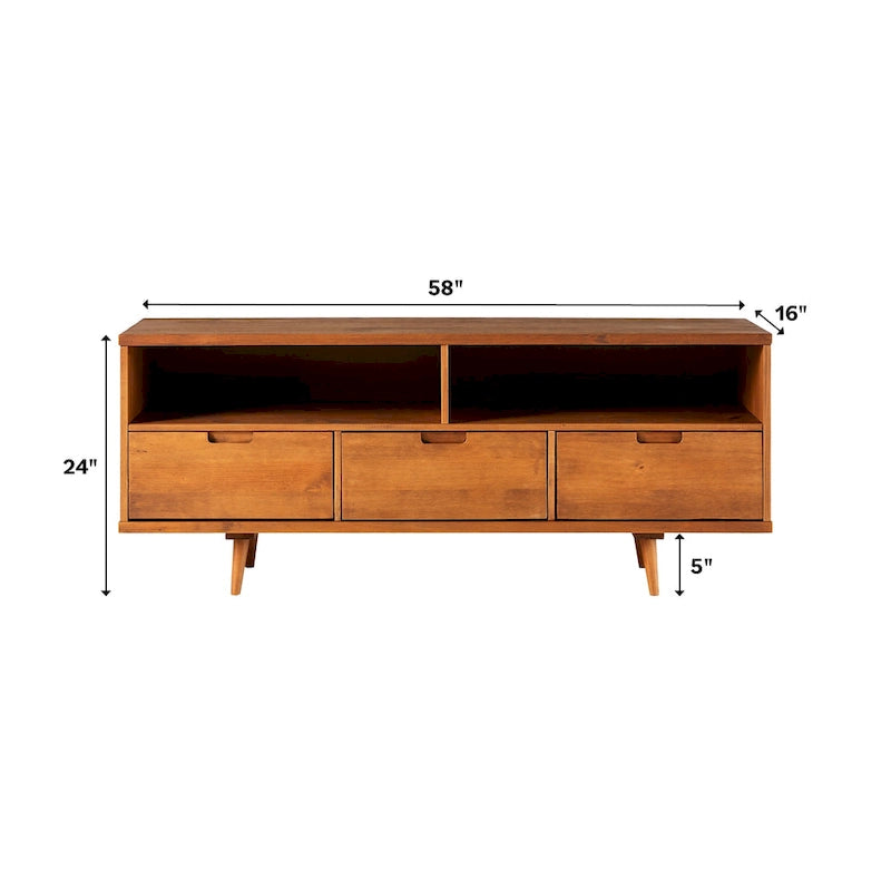 Mobile TV Middlebrook Alby in legno massello 58 pollici in stile Mid-Century