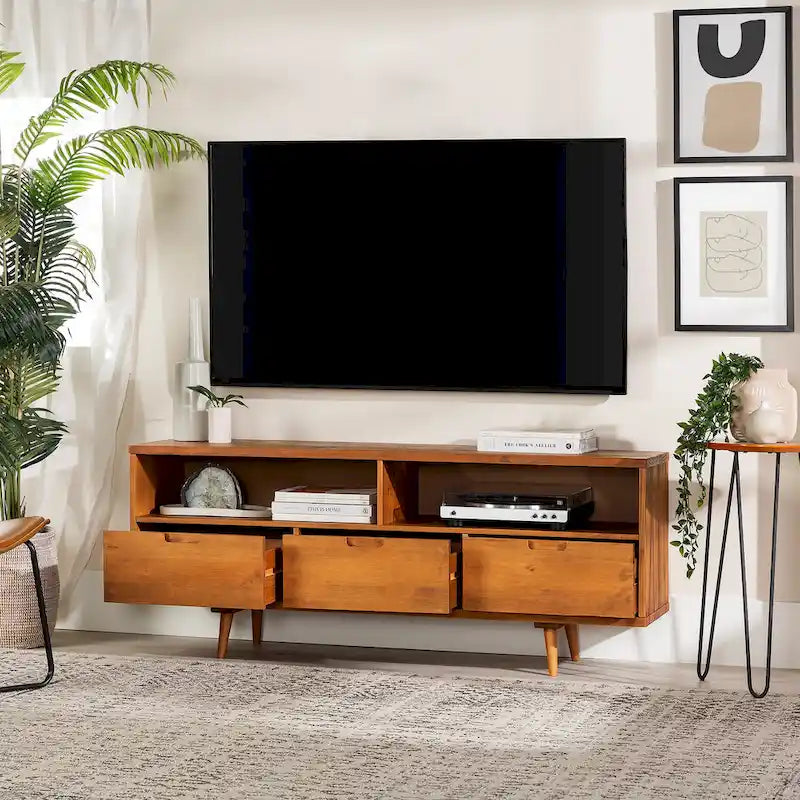 Mobile TV Middlebrook Alby in legno massello 58 pollici in stile Mid-Century