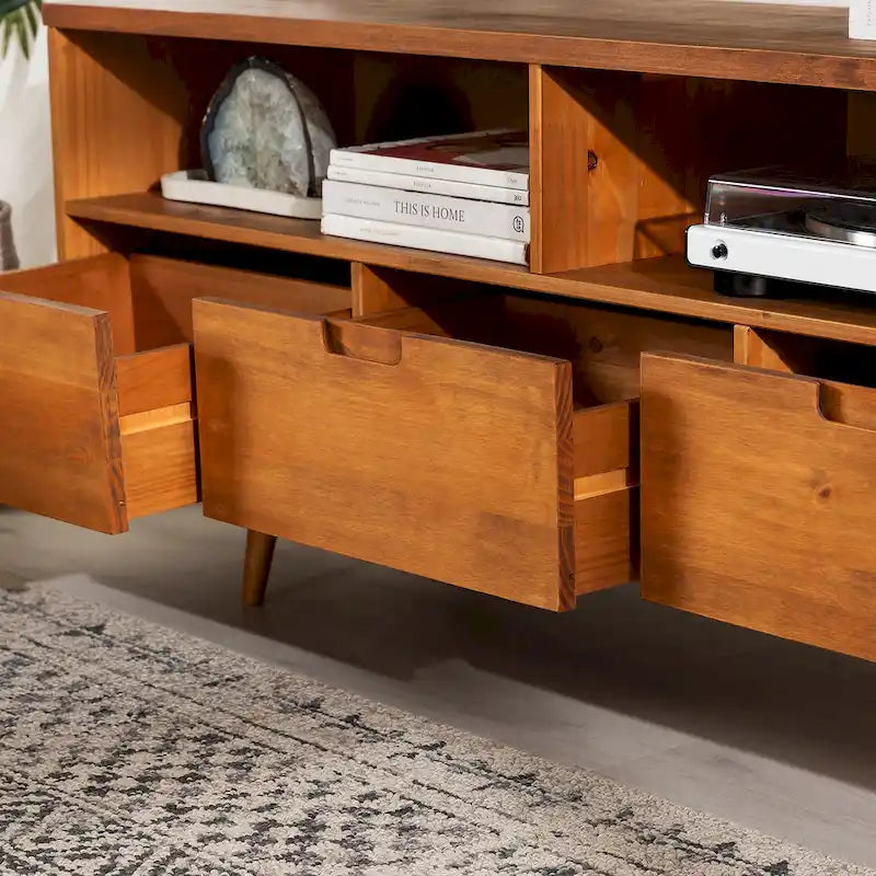 Mobile TV Middlebrook Alby in legno massello 58 pollici in stile Mid-Century