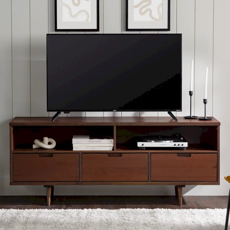 Mobile TV Middlebrook Alby in legno massello 58 pollici in stile Mid-Century
