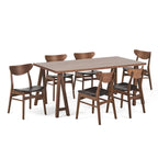 Anise Set da pranzo di 7 pezzi stile Mid-Century Modern con tavolo a gambe incrociate di Christopher Knight Home