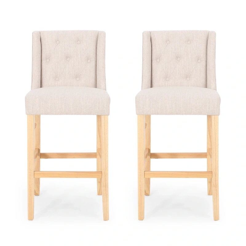 Tabouret de bar à dossier ailé capitonné en tissu Lansglen (lot de 2) par Christopher Knight Home