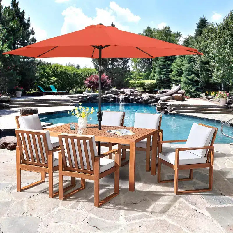 Set da pranzo da esterno Alaterre Furniture 6 pz, tavolo Weston con ombrellone automatico inclinabile da 3 metri
