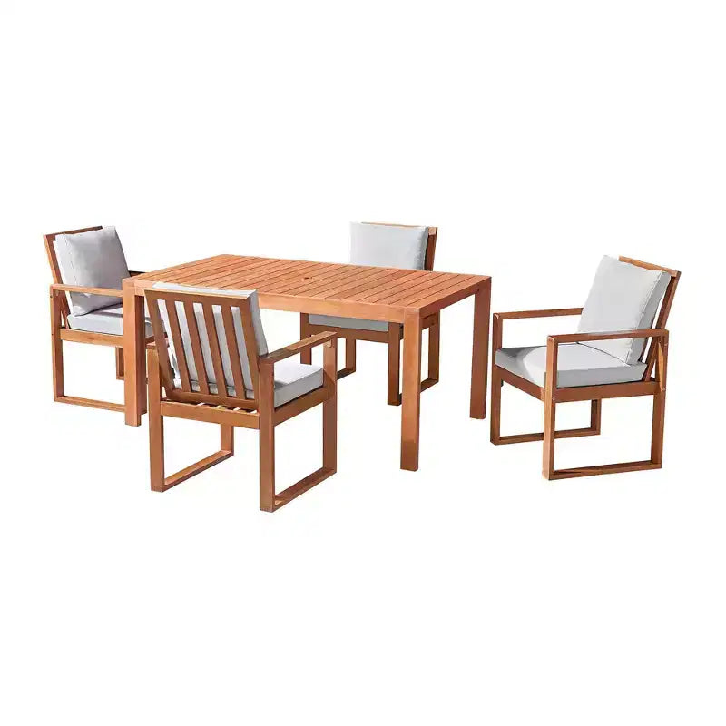 Set da pranzo da esterno Alaterre Furniture 6 pz, tavolo Weston con ombrellone automatico inclinabile da 3 metri
