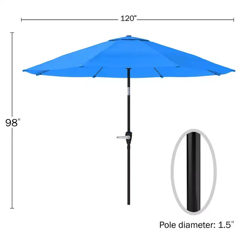 Set da pranzo da esterno Alaterre Furniture 6 pz, tavolo Weston con ombrellone automatico inclinabile da 3 metri