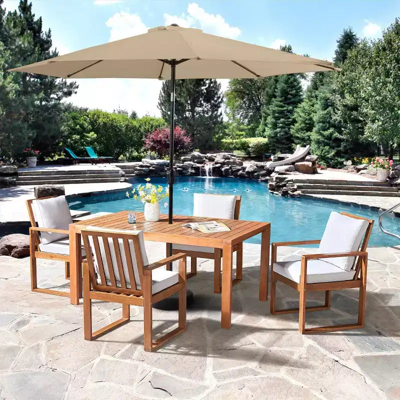 Set da pranzo da esterno Alaterre Furniture 6 pz, tavolo Weston con ombrellone automatico inclinabile da 3 metri