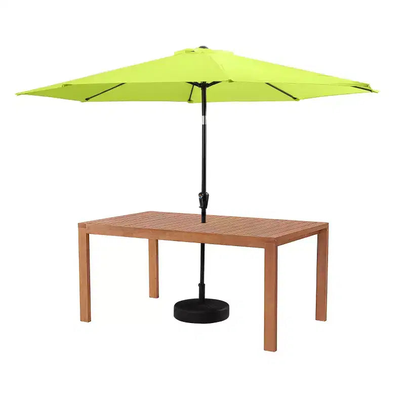 Set da pranzo da esterno 8 pezzi Alaterre Furniture, tavolo Weston con ombrellone a palo decentrato da 3 metri e sistema di inclinazione automatico