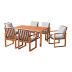 Set da pranzo da esterno 8 pezzi Alaterre Furniture, tavolo Weston con ombrellone a palo decentrato da 3 metri e sistema di inclinazione automatico