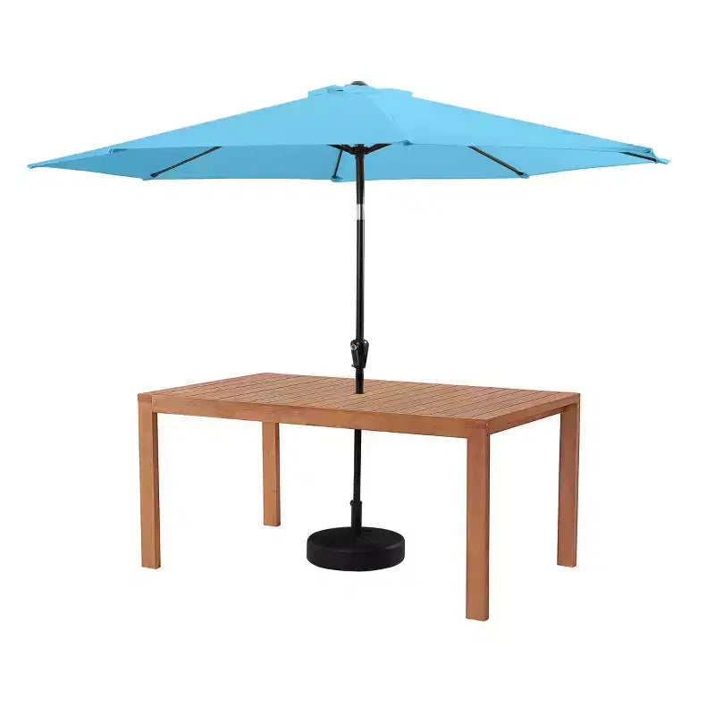 Set da pranzo da esterno 8 pezzi Alaterre Furniture, tavolo Weston con ombrellone a palo decentrato da 3 metri e sistema di inclinazione automatico