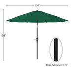 Set da pranzo da esterno 8 pezzi Alaterre Furniture, tavolo Weston con ombrellone a palo decentrato da 3 metri e sistema di inclinazione automatico