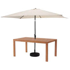 Set da pranzo da esterno 6 pz Alaterre Furniture, tavolo Weston con ombrellone rettangolare da 3 m