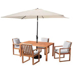 Alaterre Furniture 6pc Outdoor Patio Dining Set, Weston Table with 10' Rectangular Umbrella