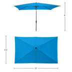Set da pranzo da esterno Alaterre Furniture 8 pz, tavolo Weston con ombrellone rettangolare da 3 m
