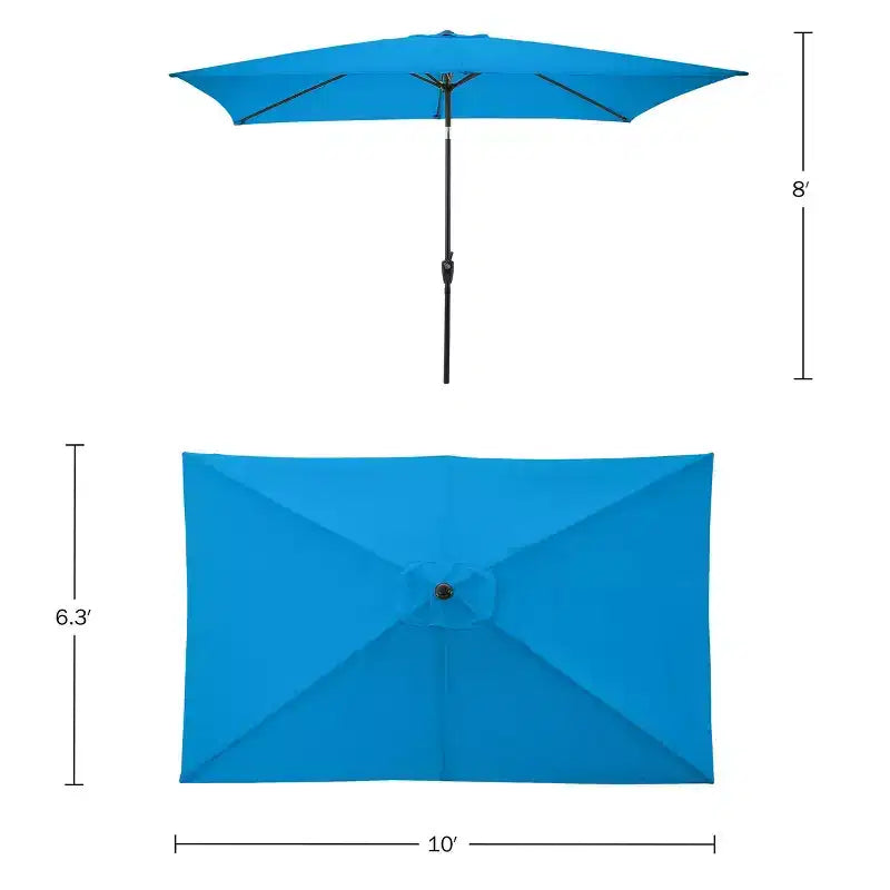 Set da pranzo da esterno Alaterre Furniture 8 pz, tavolo Weston con ombrellone rettangolare da 3 m