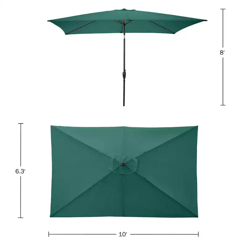 Set da pranzo da esterno Alaterre Furniture 8 pz, tavolo Weston con ombrellone rettangolare da 3 m