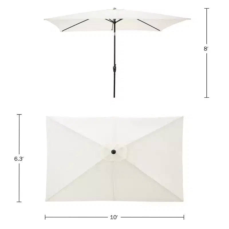 Set da pranzo da esterno Alaterre Furniture 8 pz, tavolo Weston con ombrellone rettangolare da 3 m