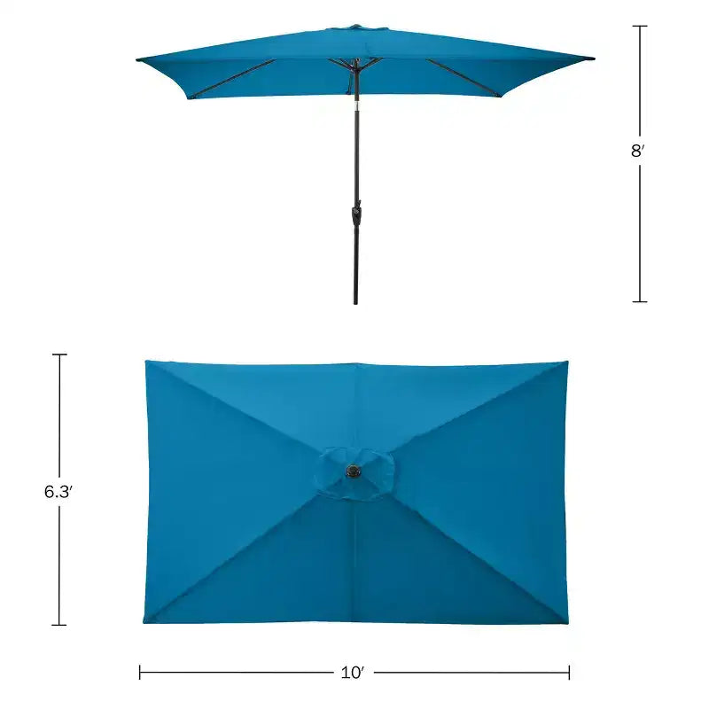 Set da pranzo da esterno Alaterre Furniture 8 pz, tavolo Weston con ombrellone rettangolare da 3 m