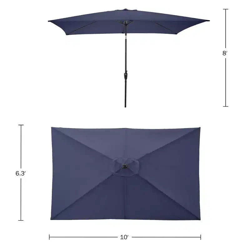 Set da pranzo da esterno Alaterre Furniture 8 pz, tavolo Weston con ombrellone rettangolare da 3 m